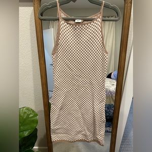Abercrombie Tan & White Checkered Mini Dress size M (NWOT)